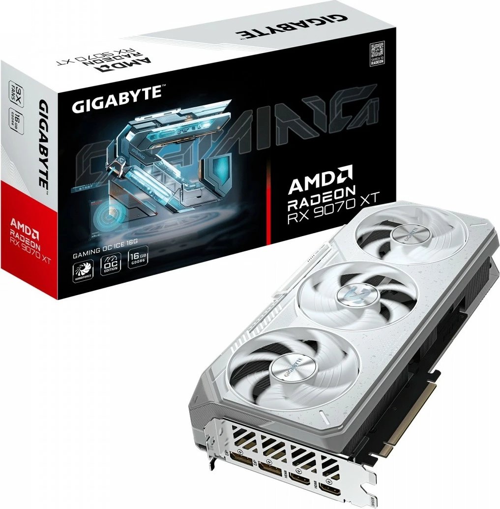 Kartë grafike Gigabyte Radeon RX 9070 XT Gaming OC 16GB GDDR6 256-bit PCI‑E 5.0 e bardhë