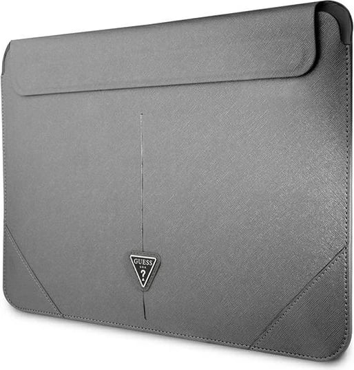 Mbështjellës laptopi Guess Saffiano Triangle Logo, 14", argjendtë