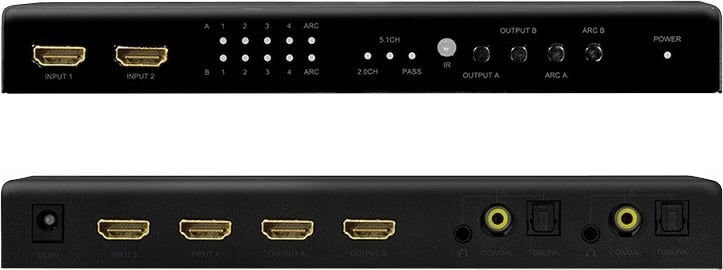 Switch LogiLink HD0049 HDMI 4x2, 4K 60Hz, me telekomandë, Zi
