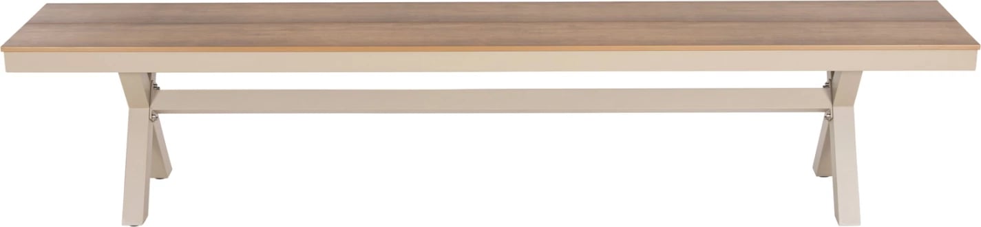 Stol alumini TAWNEE FH6040.04 ngjyrë shampanje - sipërfaqe polivudi ngjyrë druri natyral 220x36x44,5Hcm