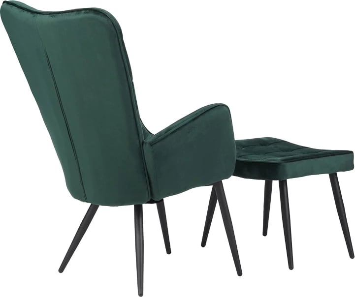 Karrige me këmbë për këmbë Dorita kadife këmbë çipresë metal i zi 68.5x76x103cm