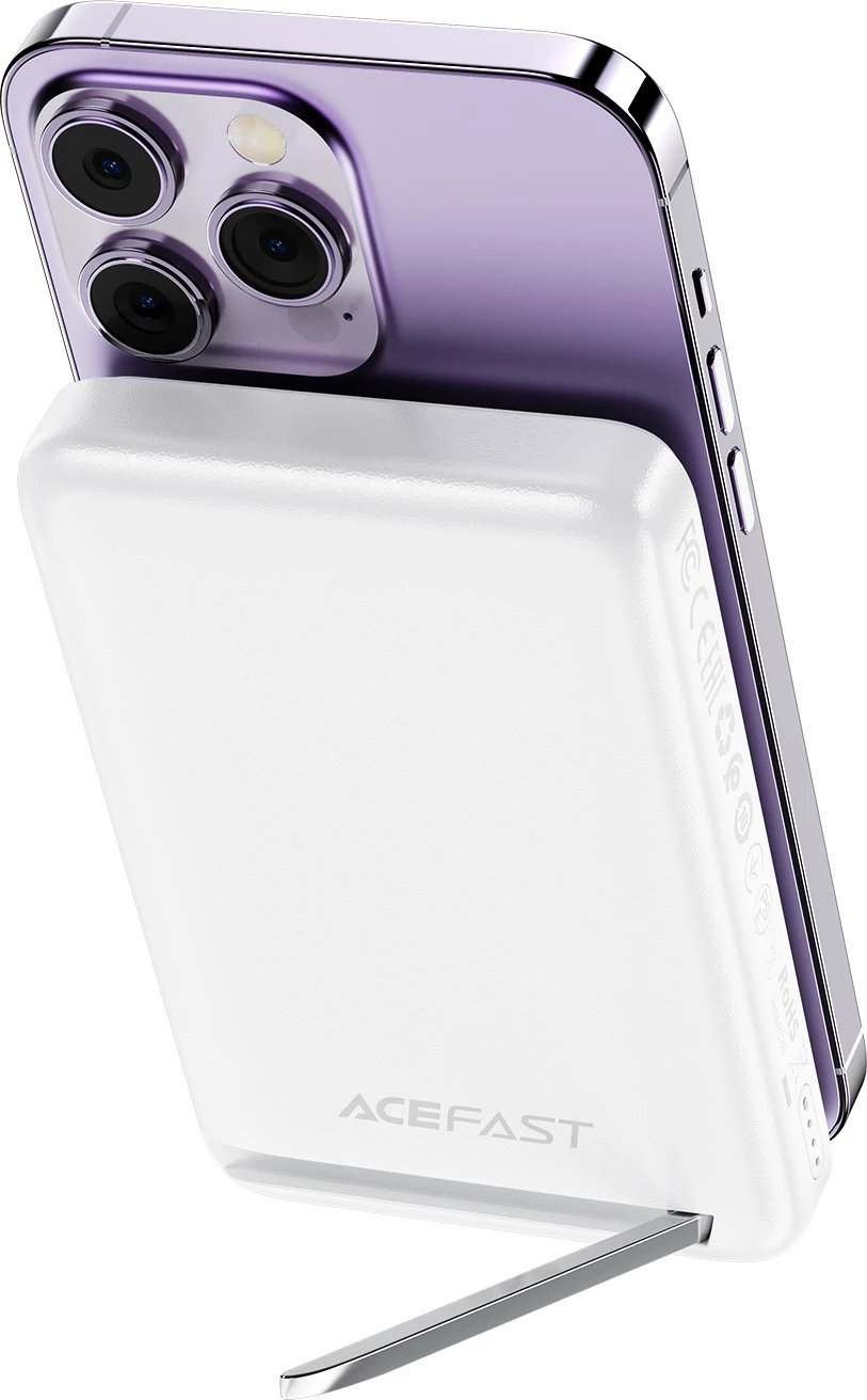 Powerbank Acefast M6, 10000mAh, 20W, karikim wireless, me kabllo, e bardhë
