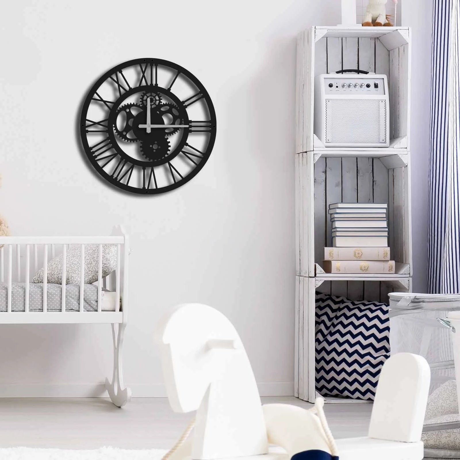 Orë muri dekorative metalike, e zezë, Wallity, MTS-001, 49x49cm