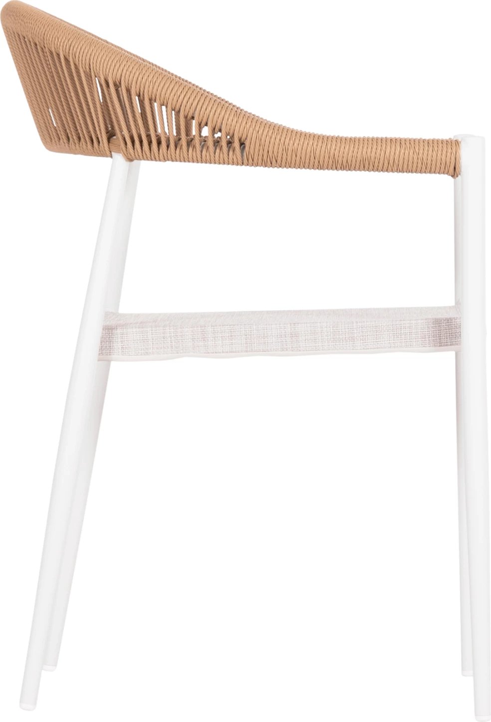 Karrige për ngrënie në natyrë BERG, alumini & tekstilene, ngjyrë e bardhë, ratan i përdredhur, 55x56x79cm