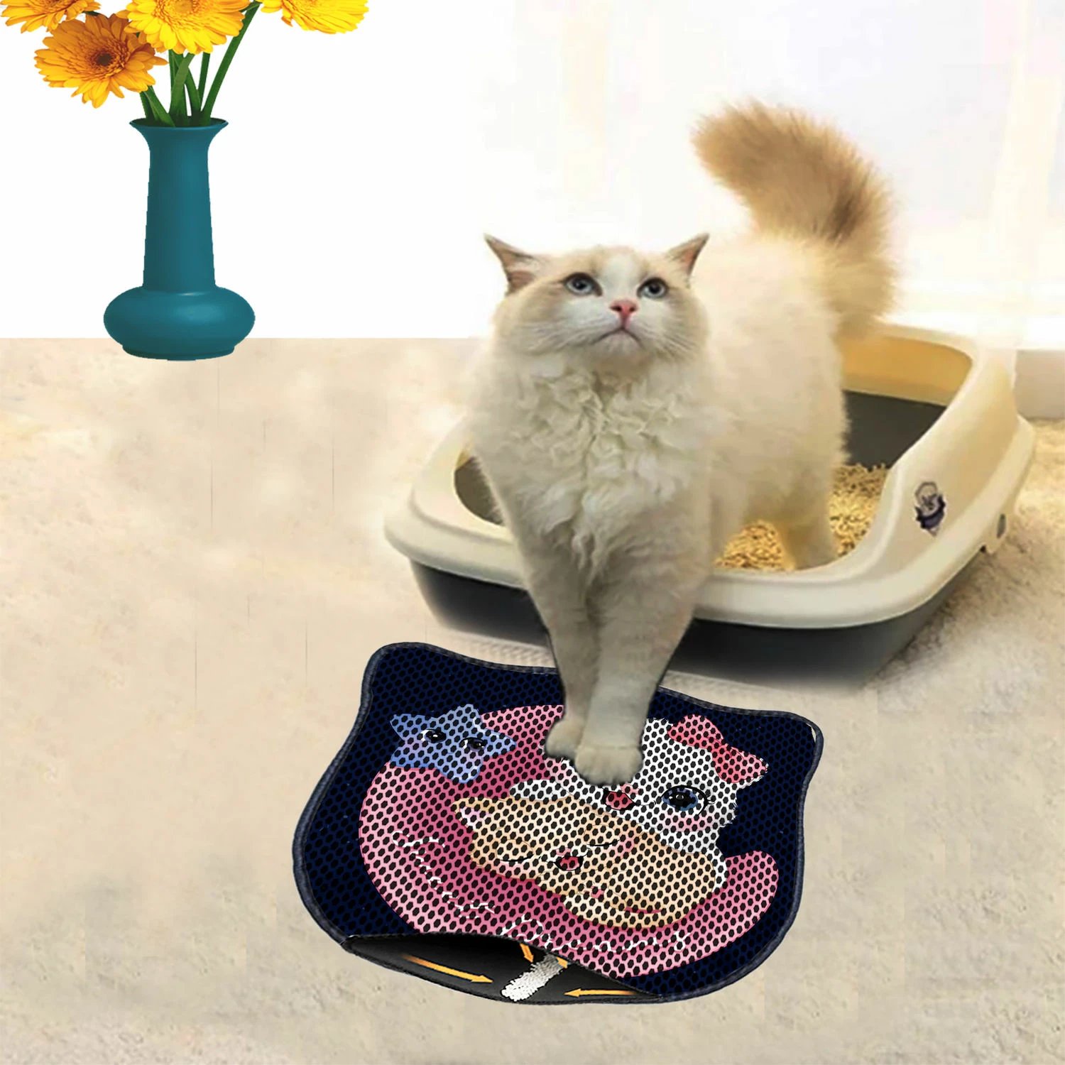 Tapet për rërë mace, shumëngjyrësh, Paws & Whiskers, Kdkafa0065, 40x50cm