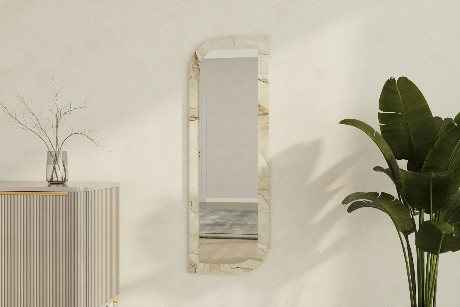 Pasqyrë Hanah Home, Arni, ngjyrë Ephesus dhe mermeri, 40x120cm