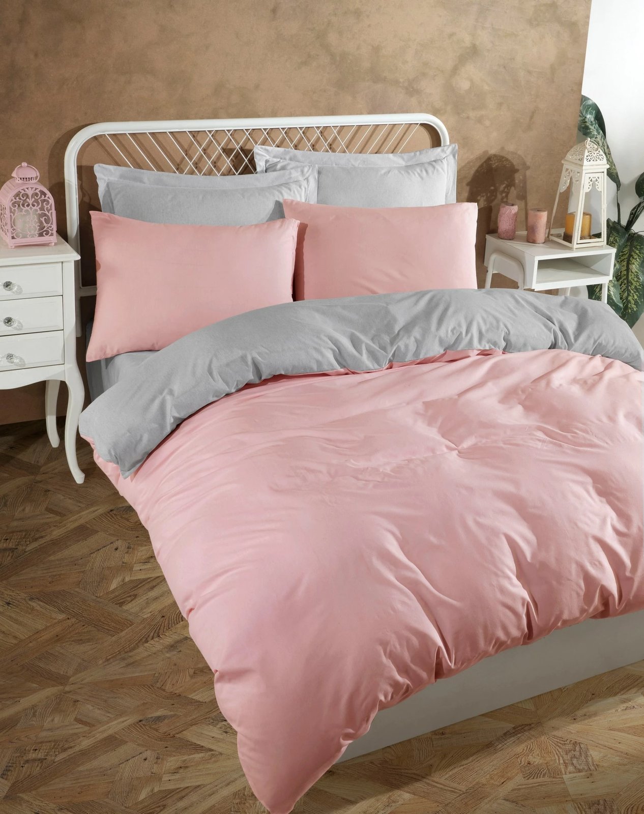 Set mbulesë për jorgan Super King, ngjyrë pluhur dhe gri, L'essentiel