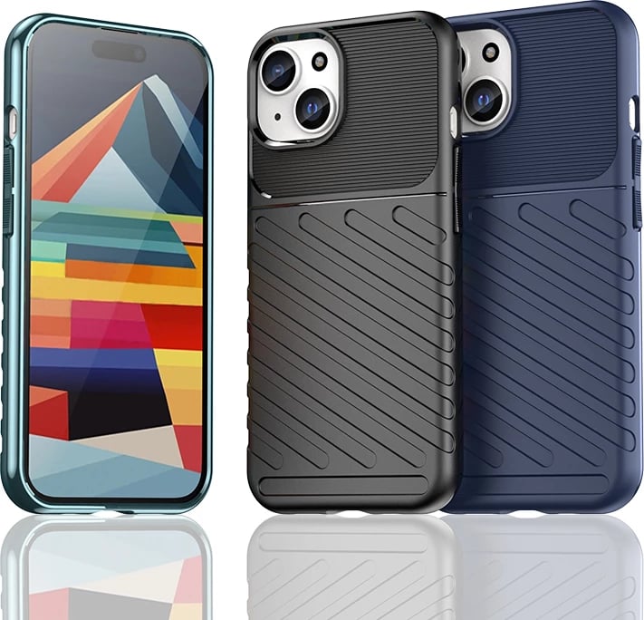 Mbështjellës Hurtel Thunder Case për iPhone 15, TPU, kaltër