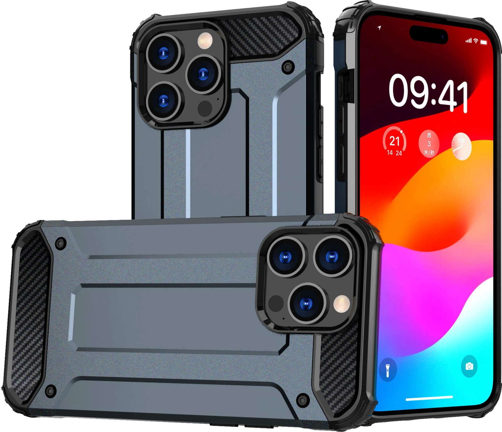 Mbështjellës Hurtel Hybrid Armor për iPhone 15 Pro Max, blu