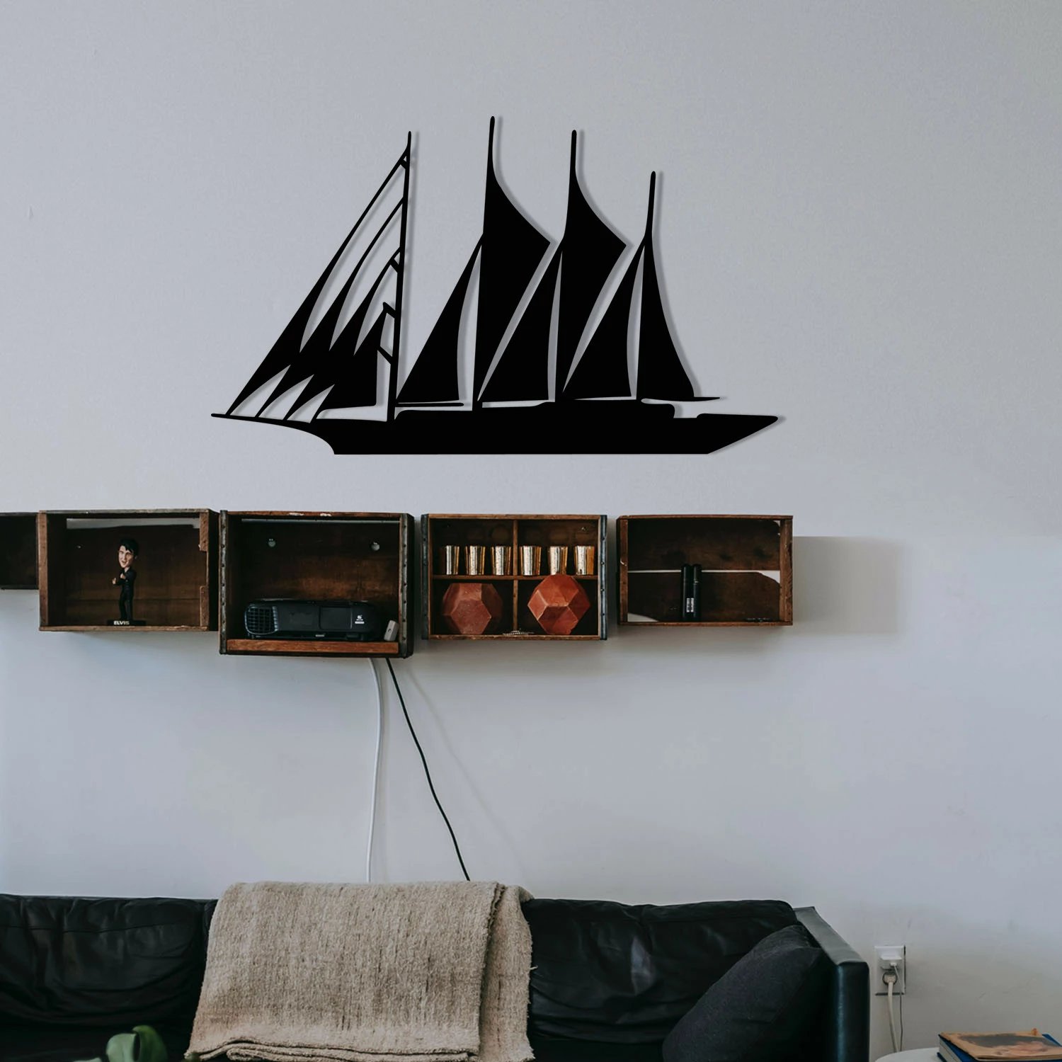 Aksesor dekorativ metalik për mur, Wallity, velierë