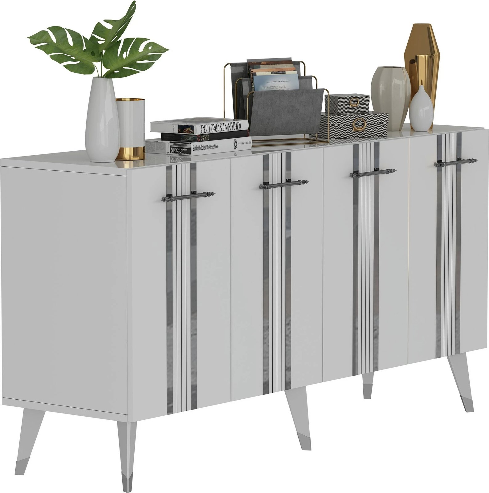 Konsolë Hanah Home Asel, e bardhë, argjend