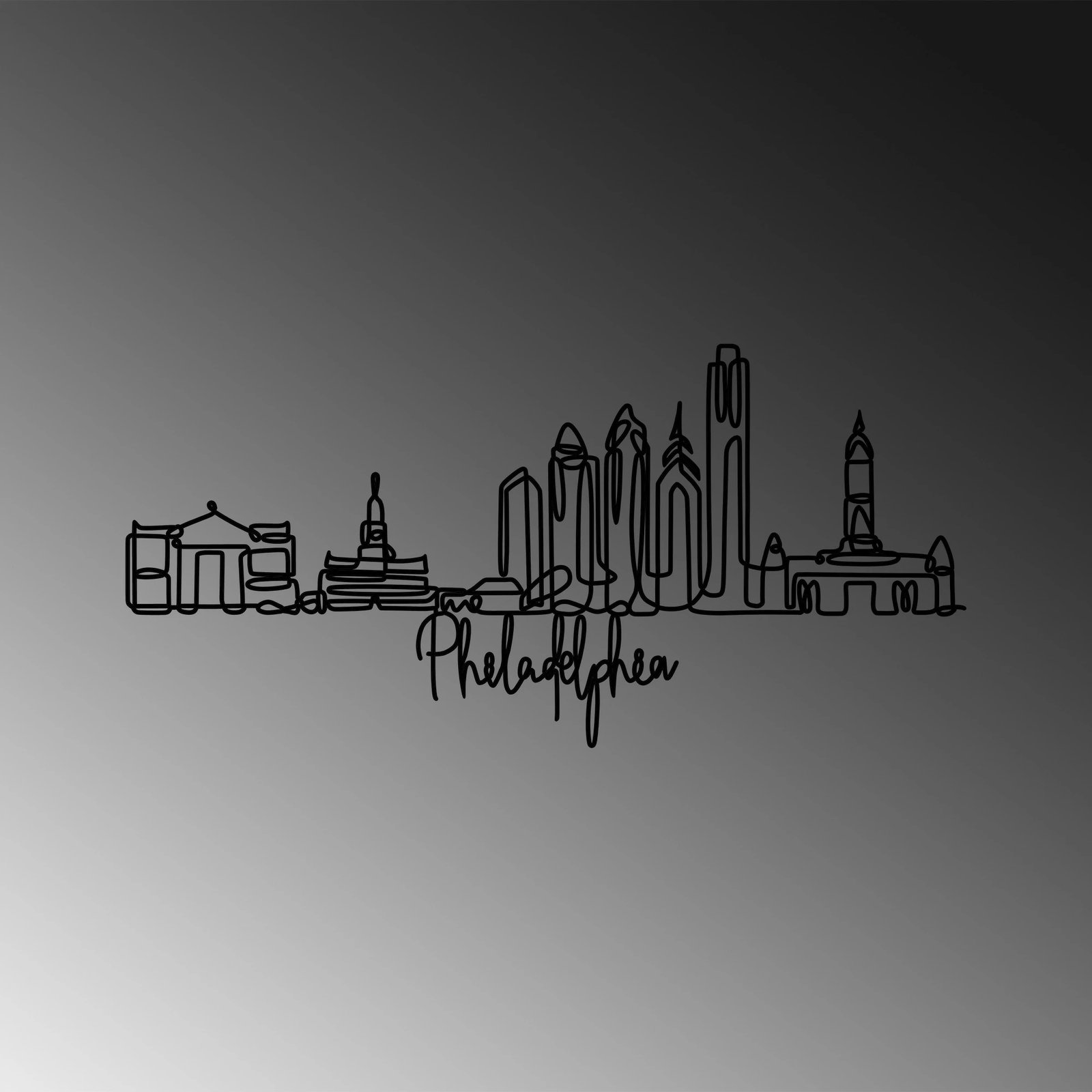 Aksesor dekorativ metalik për mur, Wallity, Philadelphia, ngjyrë e zezë, 120x57x1.5cm