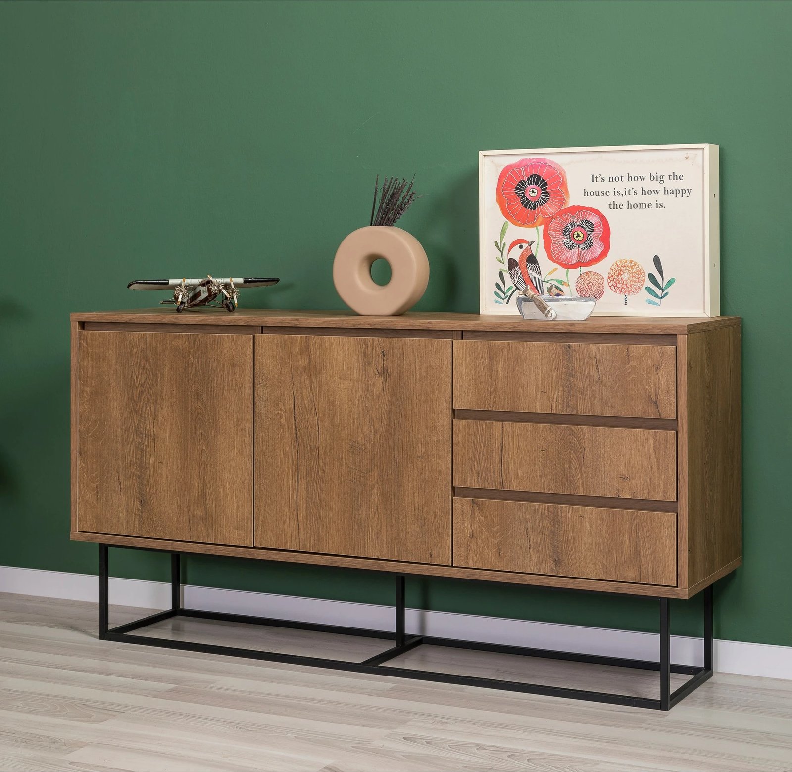 Set mobiljesh për dhomë dite, Skye Decor, Laxus Takım 6, ngjyrë arrë dhe e zezë