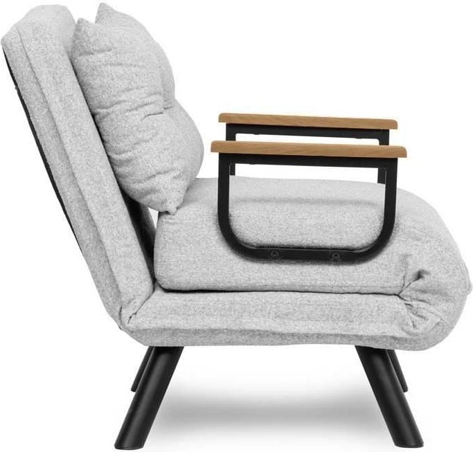 Krevat-karrige një vendës, Atelier del Sofa, Sando Single, material teddy, ngjyrë gri