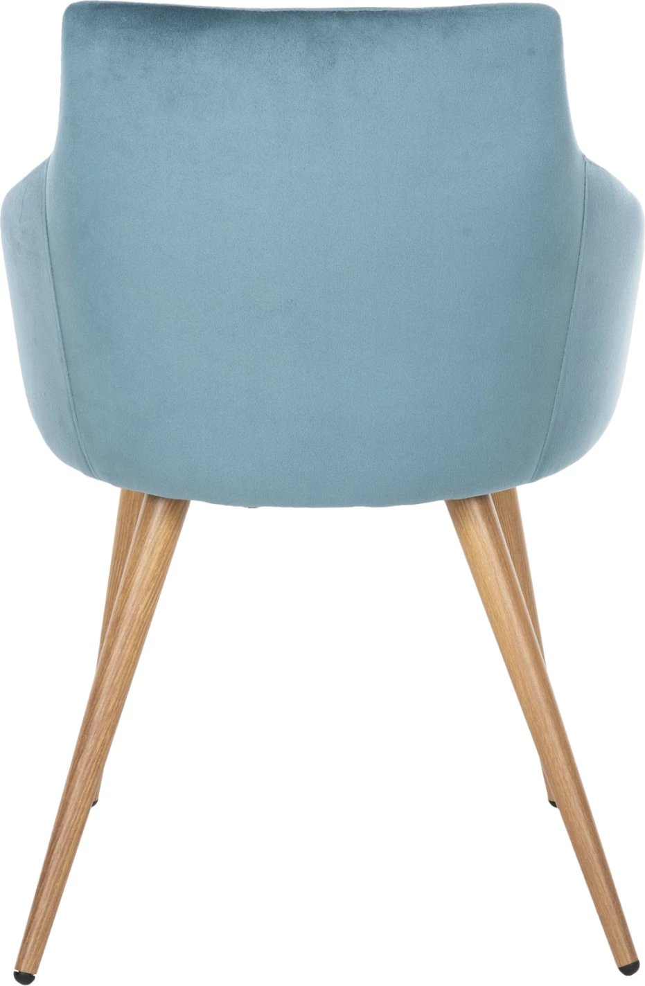 Karrige ngrënieje IVY, kadife turkeze dhe këmbë metali ngjyrë druri natyral, 53x55x79H cm., set prej 2 copë