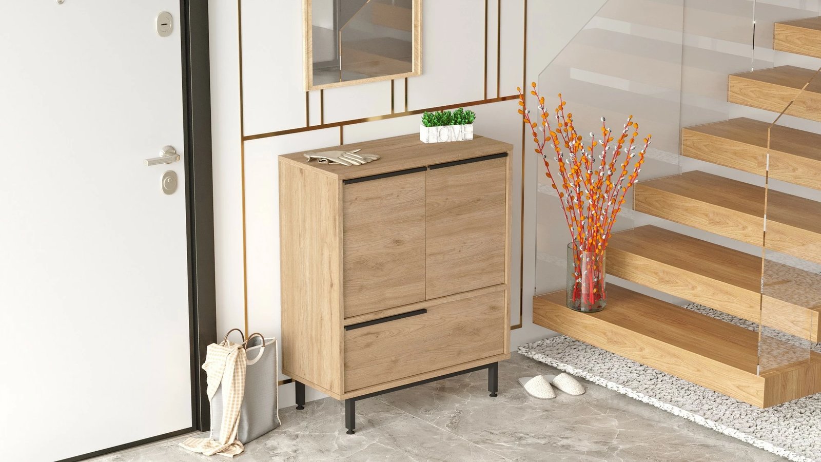 Dollap këpucësh Hanah Home, On8C-S, ngjyrë arre