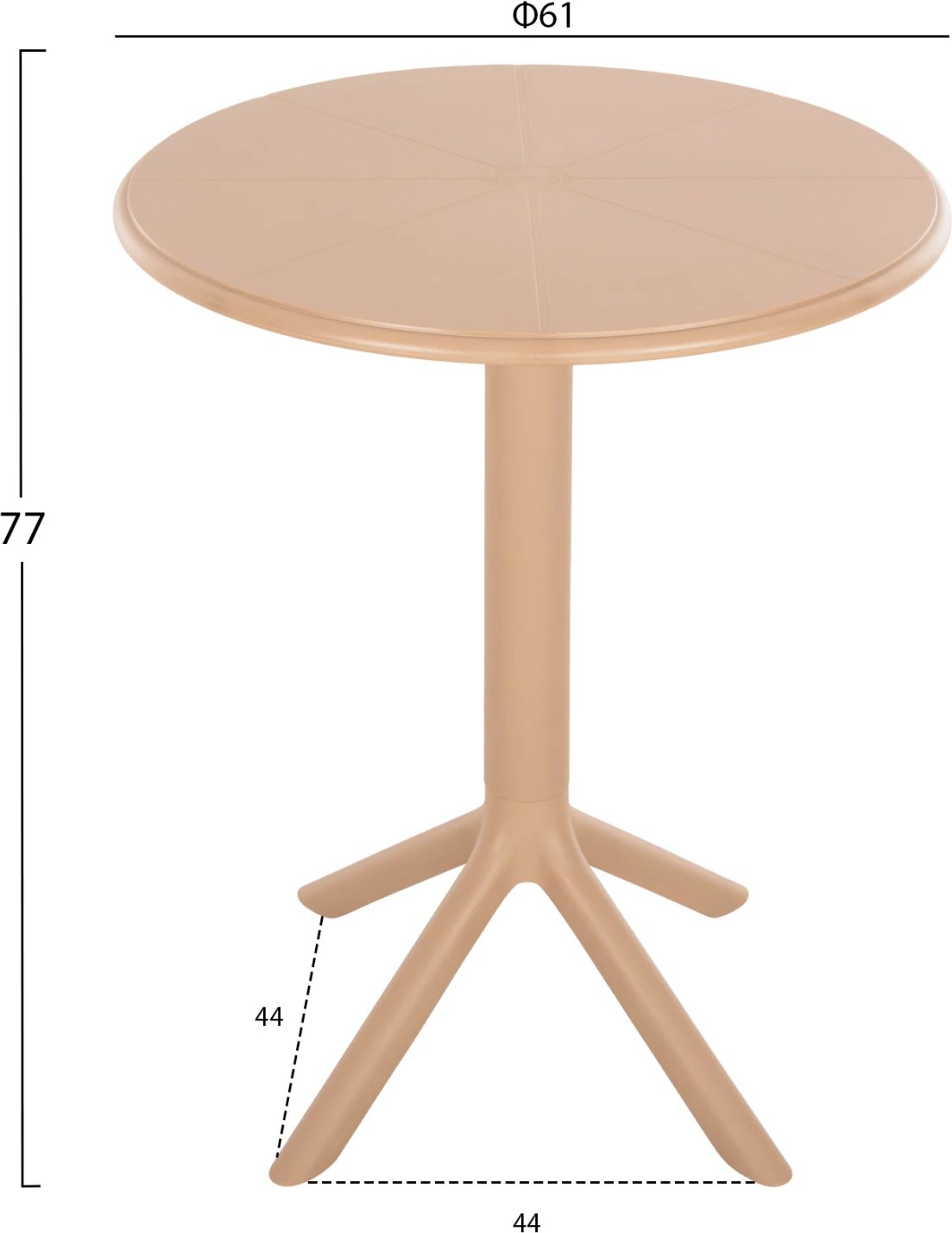 Tavolinë rrethore polipropileni TERRIN FH6124.14 kapuçino Φ61x77Hcm