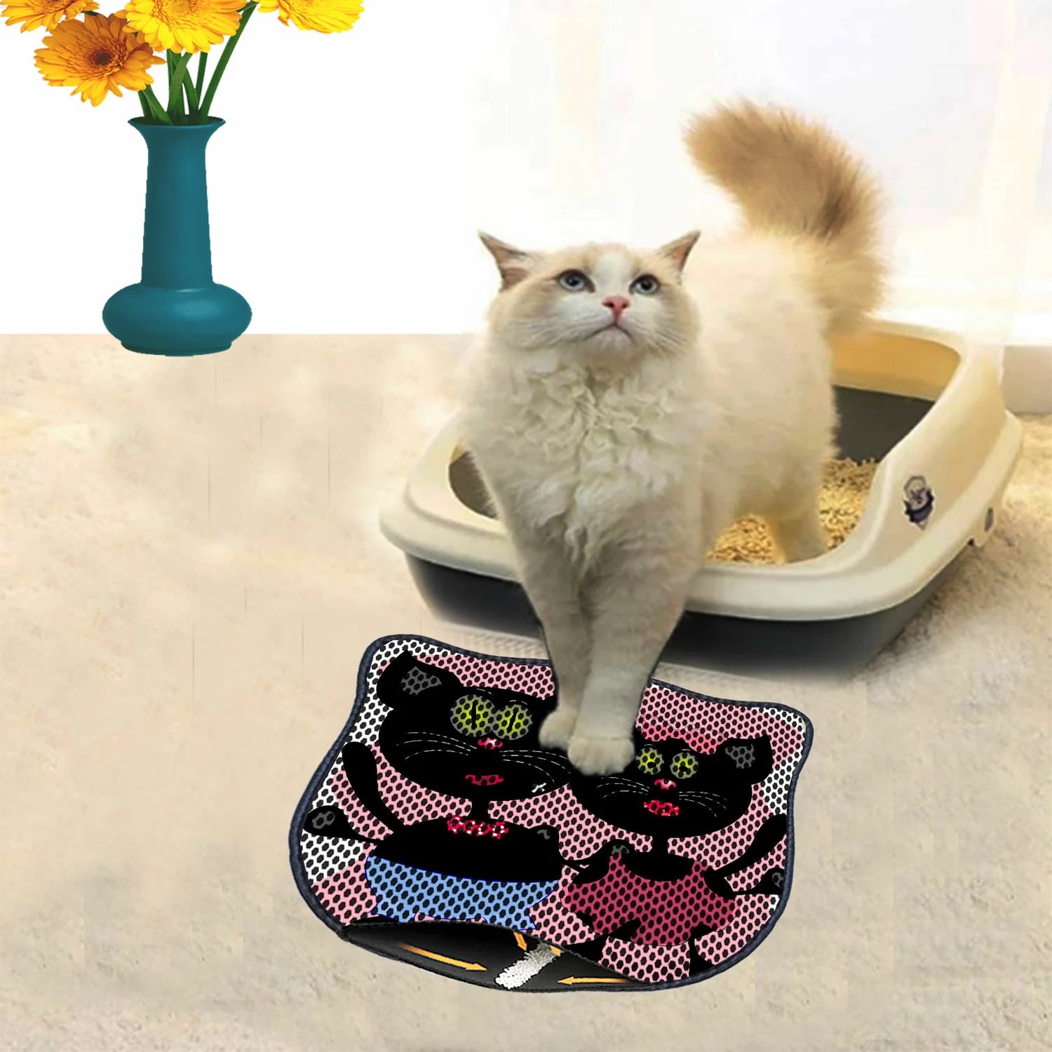 Tapet për rërë të maceve, shumëngjyrësh, Paws & Whiskers, Kdkafa0235