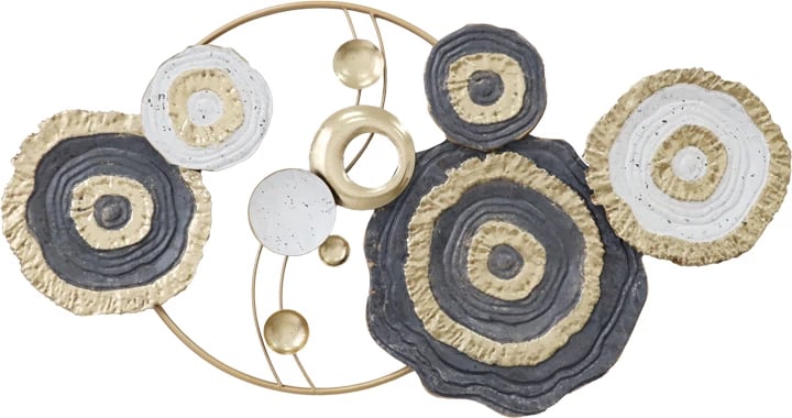 Dekor muri metalik, ngjyrë ari-bardhë-e zezë, 91x49x4