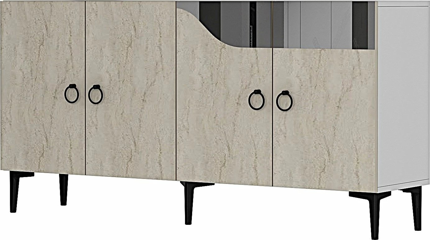 Konsol Skye Decor, Gama 150, e bardhë, travertin, argjend