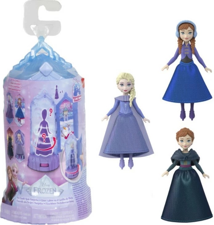 Set lodrash Frozen Mattel JCR90 me kukull të vogël dhe mini-pallat akulli, për vajza