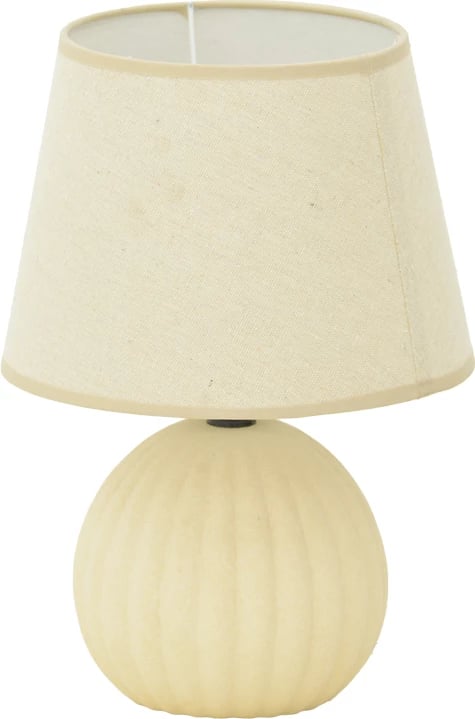 Llambë tavoline Melanie, qeramikë dhe pëlhurë, ngjyrë bezhë, D22x30cm