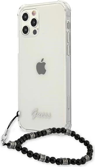 Mbështjellës Guess GUHCP12LKPSBK për iPhone 12 Pro Max 6.7", Transparent, me varëse Black Pearl Mbështjellës Guess GUHCP12LKPSBK për iPhone 12 Pro Max 6.7", Transparent, me varëse Black Pearl