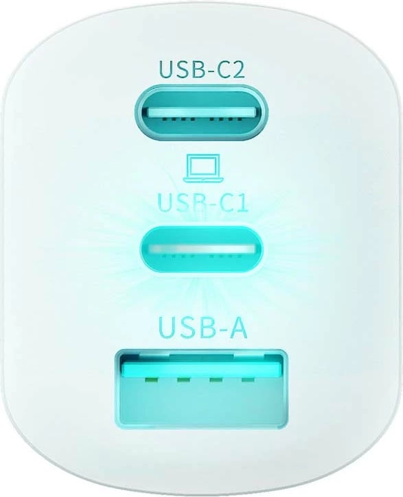Karikues muri 3mk HyperCharger 65W, 2x USB-C + 1x USB-A, i bardhë