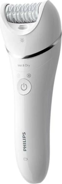 Depilator Philips Series 8000 BRE710/00, i bardhë, pa kabllo, për përdorim të lagësht dhe të thatë, me aksesorë