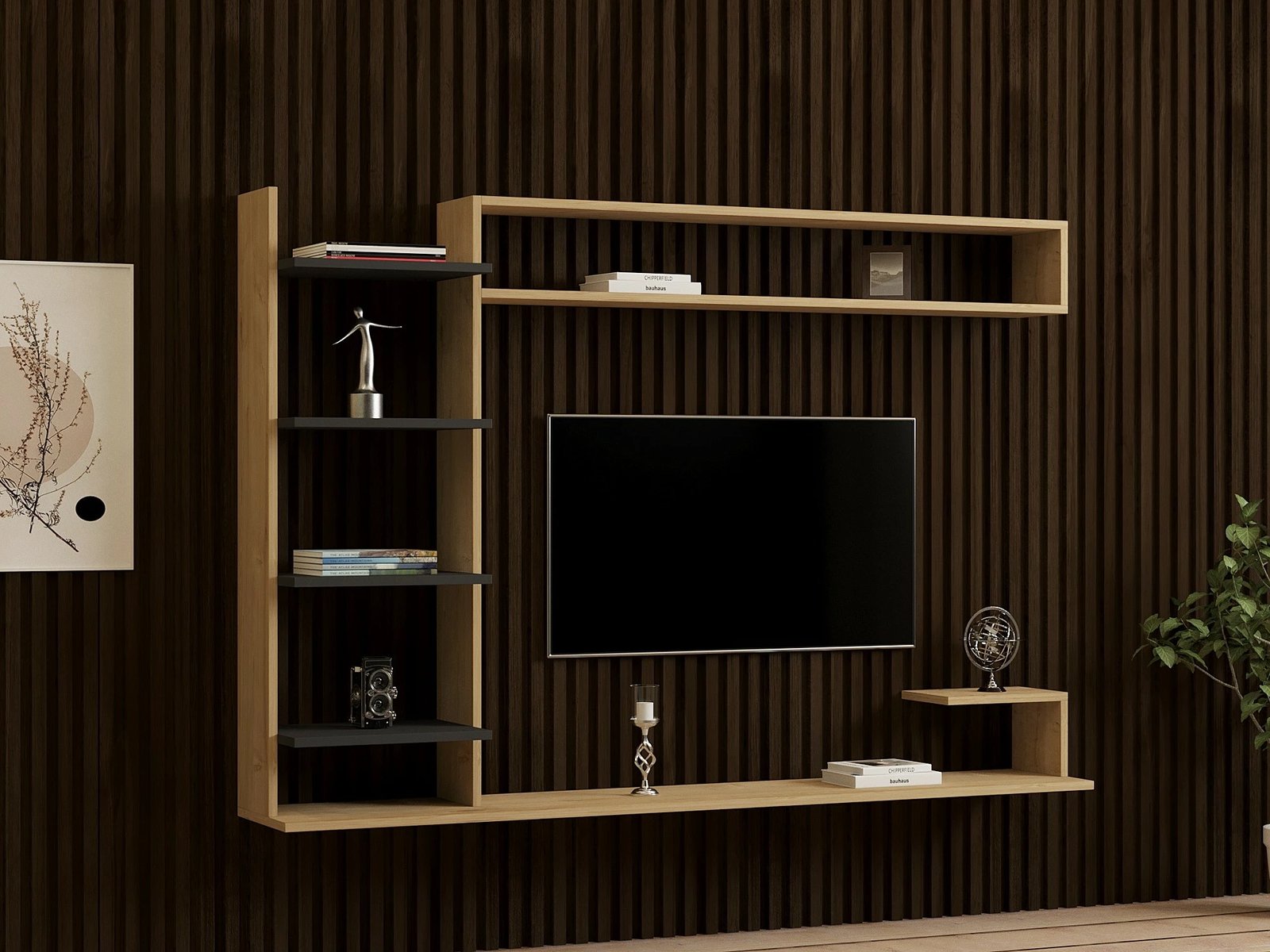 Kënd TV Hanah Home, ngjyrë safir dhe antracit, stil skandinav, 180x121.8x29.6cm