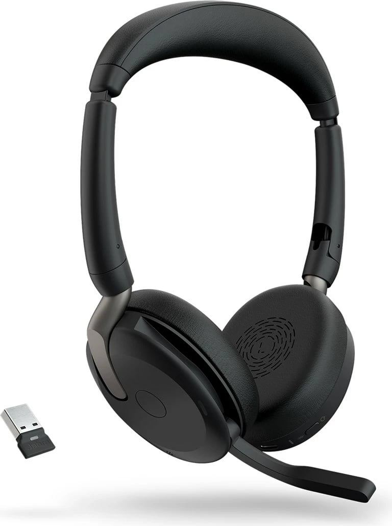 Kufje Jabra Evolve2 65 Flex, wireless, Bluetooth 5.2, me mikrofon të palosshëm, e zezë