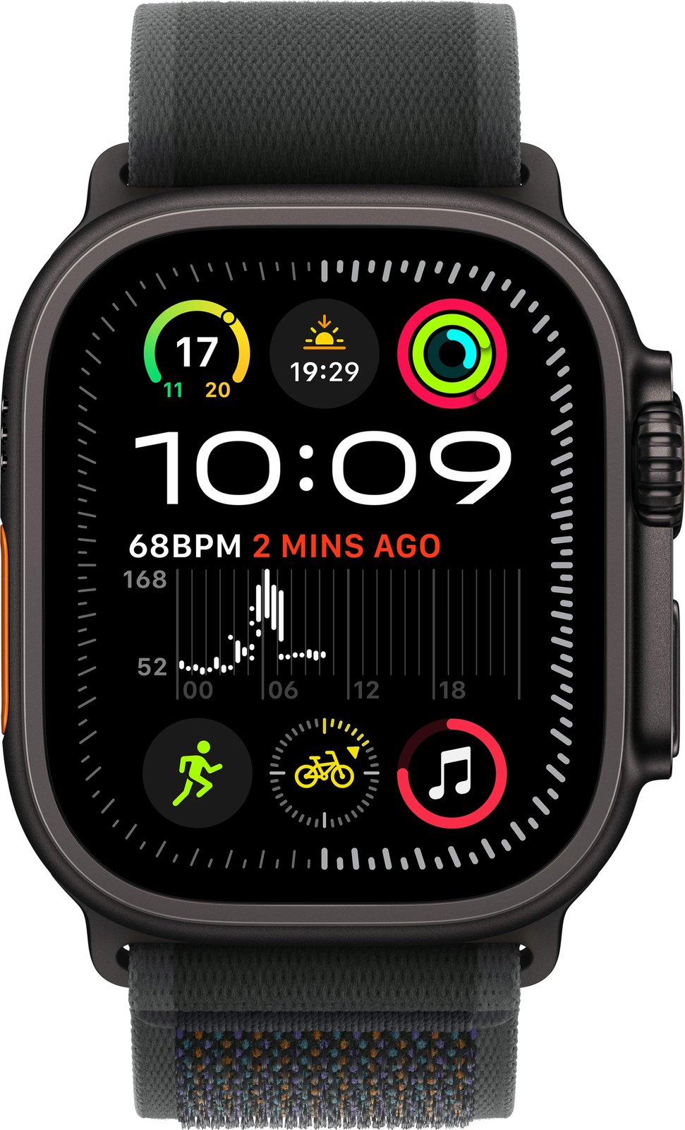 Apple Watch Ultra2 v2 Cellular 49mm Black Titanium Case with Black Trail Loop - S/M