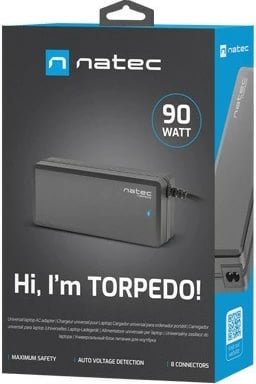 Kasë furnizimi Natec Torpedo UNI-90, universal për laptop, 90W, 8 këshilla