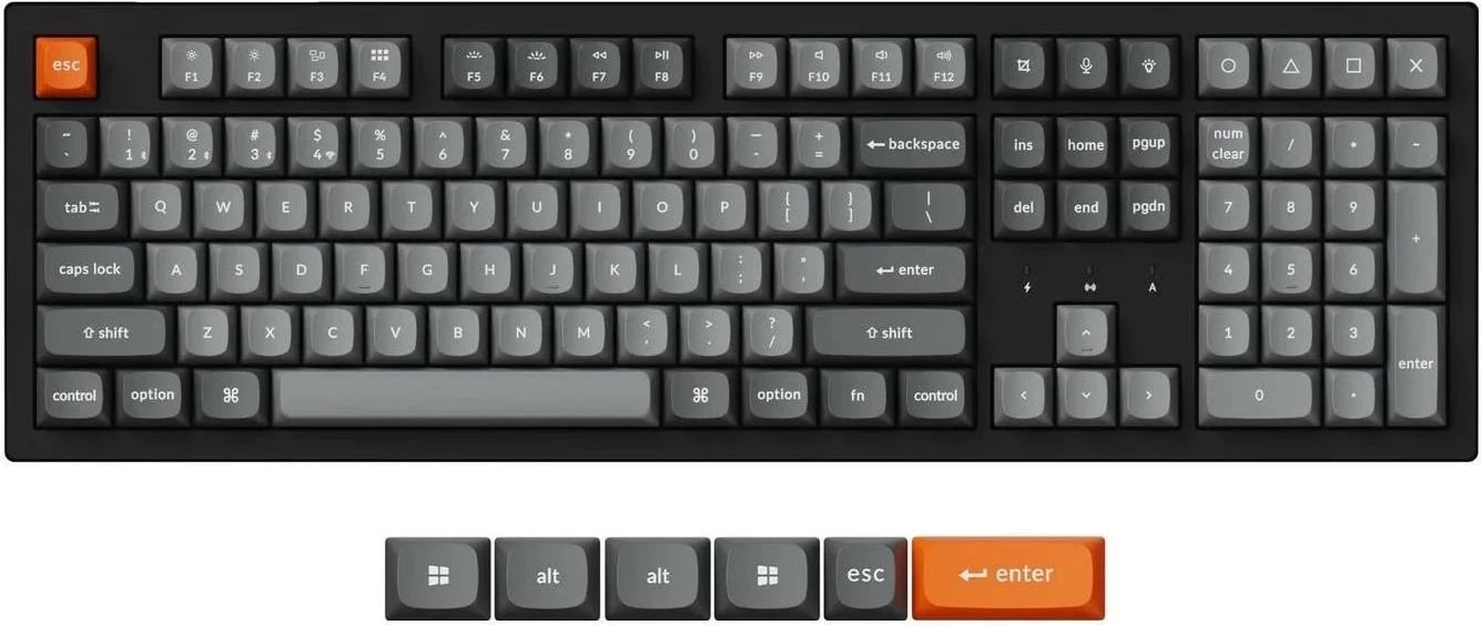 Tastierë Keychron K10M-H4, Full Size, Banana Switch, gri-e zezë
