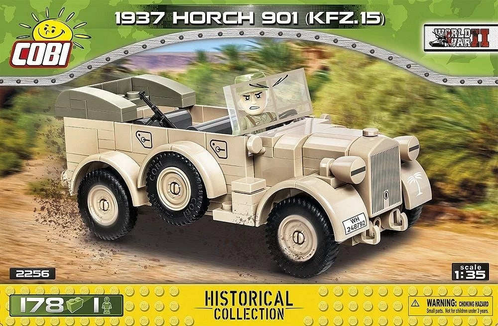 Set blloqe ndërtimi COBI 1937 Horch 901 kfz.15, 178 pjesë, me minifigurë, shumëngjyrësh