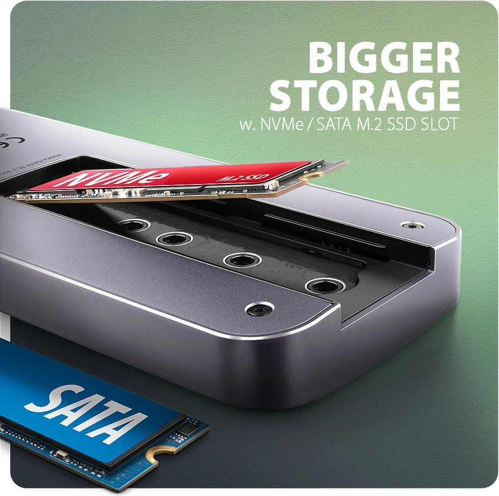 Multiport hub AXAGON HMC-6GM2, 6-në-1, USB-C 10Gbps, HDMI 4K/60Hz, M.2 NVMe/SATA, SD/microSD, PD 100W, Gri