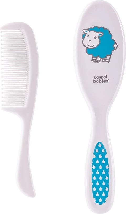 Furçë me fije të buta dhe krehër për foshnje Canpol Babies blu 2 copë