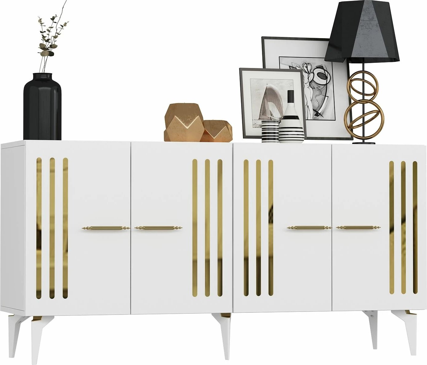 Konsolë Skye Decor, e bardhë, ari