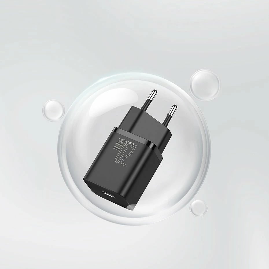 Karikues muri Baseus Super Si 1C, 20W, USB-C, me kabllo USB-C në Lightning 1m, Zi Karikues muri Baseus Super Si 1C, 20W, USB-C, me kabllo USB-C në Lightning 1m, Zi