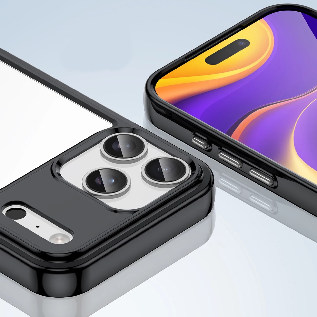 Mbështjellës Hurtel Outer Space për iPhone 17 Pro, MagSafe, i tejdukshëm me korniza të zeza