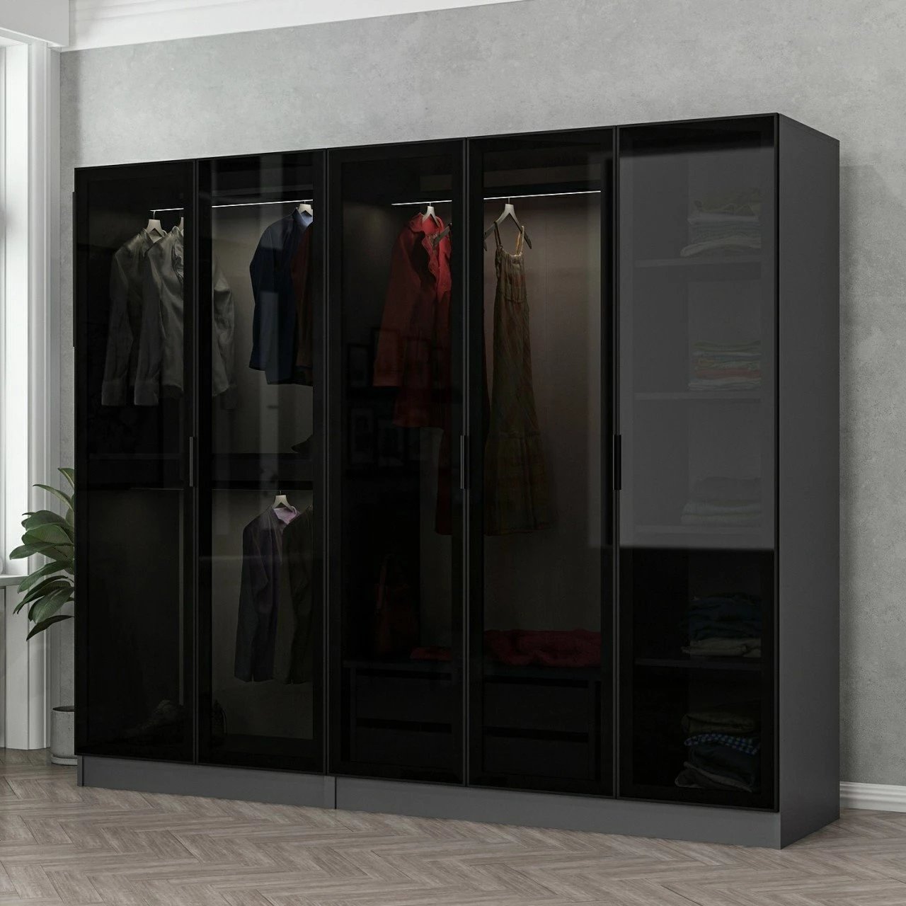 Dollap Skye Decor, anthracite e zi, 225x190x52cm