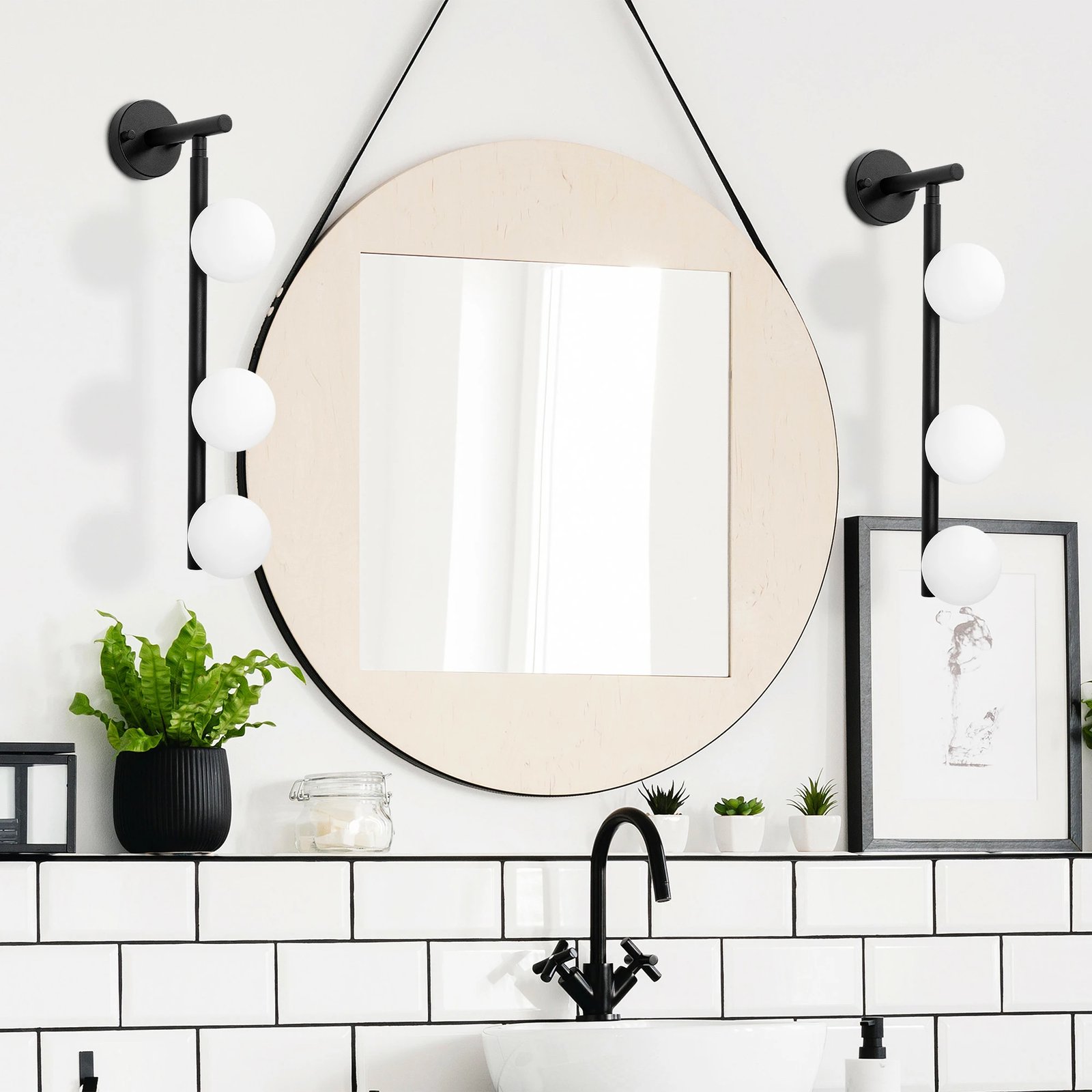 Llambë muri Opviq, Domino - 11040, e zezë dhe e bardhë