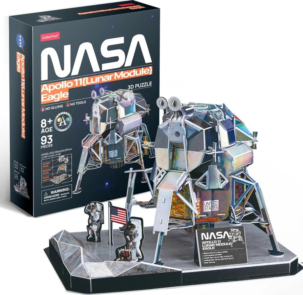 Puzzle 3D Cubic Fun Apollo 11, 93 pjesë, për fëmijë dhe të rritur