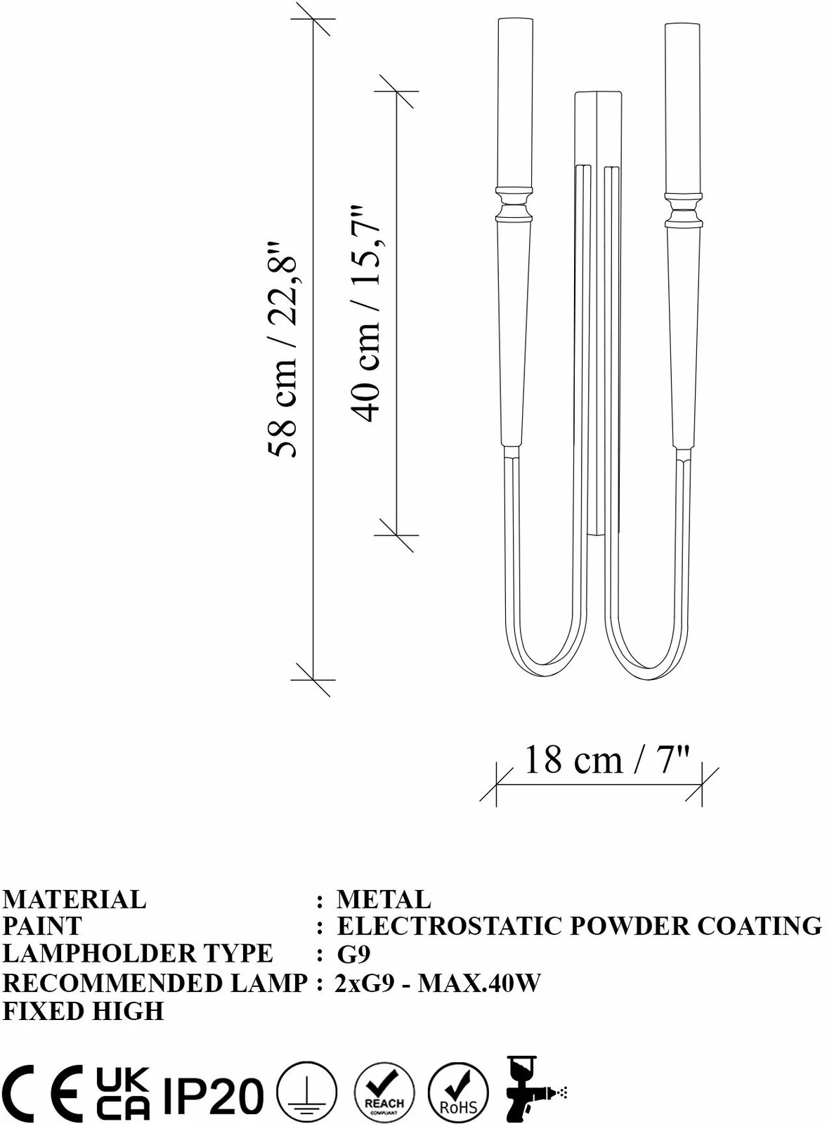 Llambë muri Opviq, Lumı - 15151, metalike, e zezë