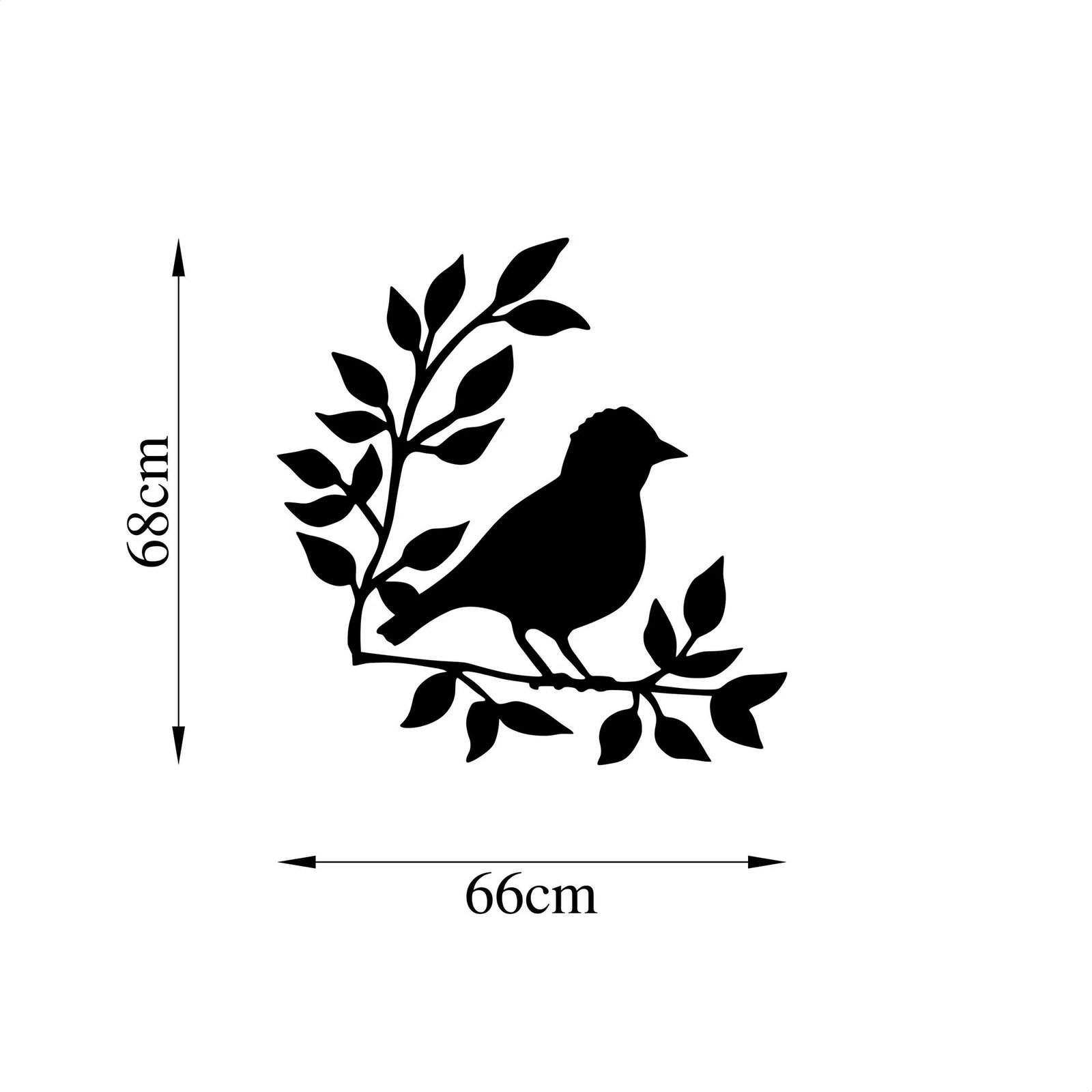 Aksesor dekorativ metalik për mur, degë dhe zog, Wallity - 441