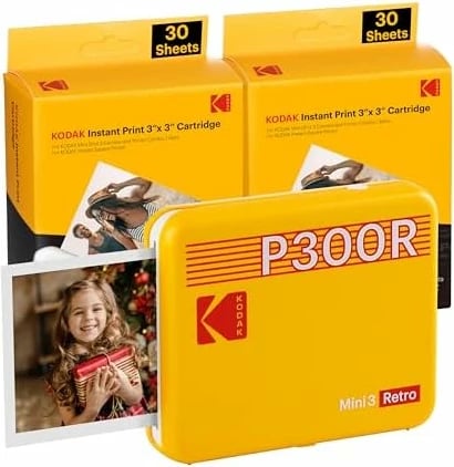 Printer portativ Kodak mini 3 Era, 3x3 & aksesorë KIT (60 faqe), i verdhë