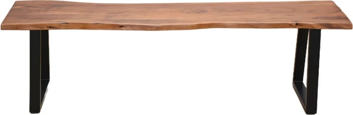 Bankë Miles Slim, dru akacie masiv, ngjyrë arre, këmbë metalike të zeza, 160x40x45cm