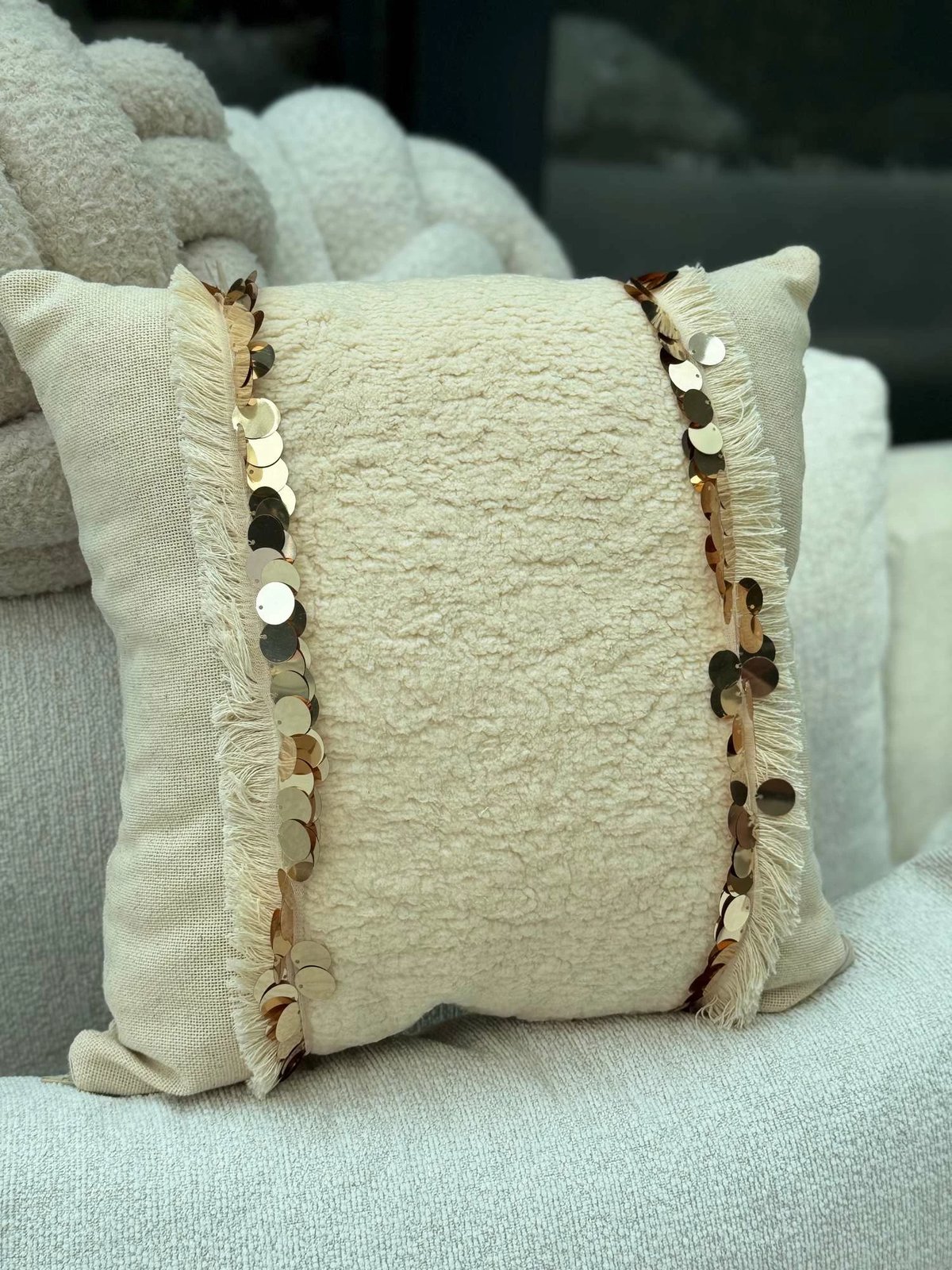 Jastëk dekorativ, mbulesë bezhë, KET009, 43x43cm