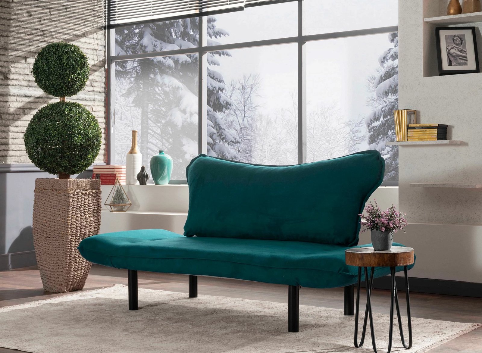 Divan-krevat dy ulëshe, ngjyrë petrol blue, Atelier del Sofa, Chatto