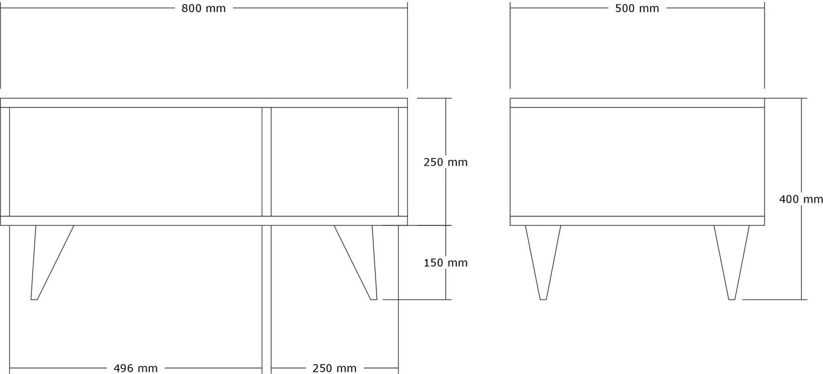 Tavolinë e ulët Hanah Home, Clara, ngjyrë antracit